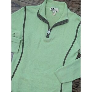 Vintage‎ Neve Designs Womens Sz 1/4 Zip Lime Green Ski Sweater 100% New Wool